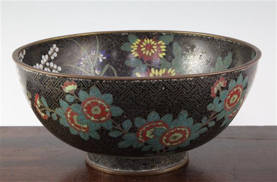 A Chinese cloisonne enamel bowl, late 19th century, 26.5cm